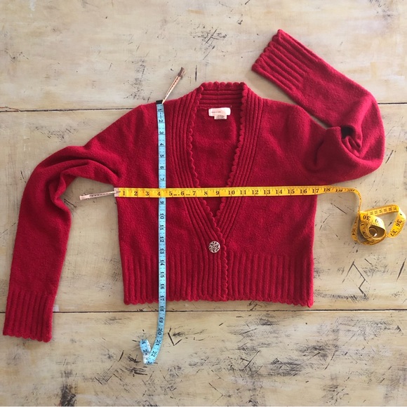 Anthropologie Sleeping on Snow Scalloped Edge Crop Cardigan - Picture 6 of 7